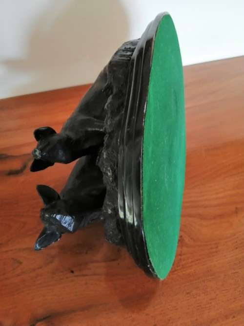 Antique Bronze Jules Moigniez 1800s Signed Pigs on Marble Base #