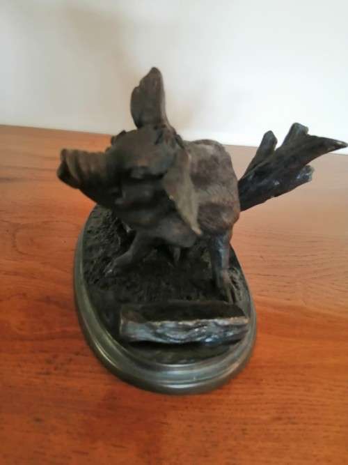 Antique Bronze PJ Mene 1800s Signed Pig Eating #