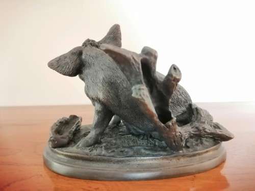 Antique Bronze PJ Mene 1800s Signed Pig Eating #