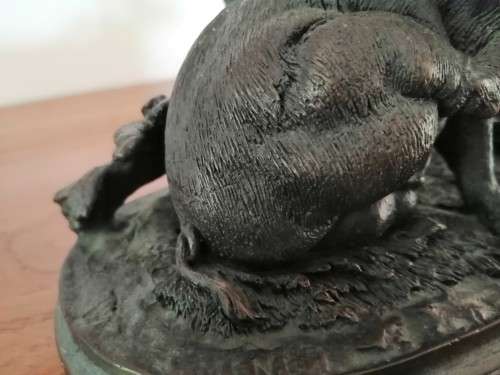 Antique Bronze PJ Mene 1800s Signed Pig Eating #