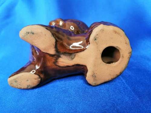Vintage Brown Glazed Pottery Dog Poodle