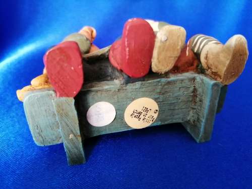 Peter Fagan Colourbox Teddy Little People Sitting on Bench Scotland #