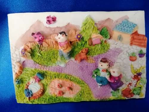 Very sweet Piggy Plaque Bear and Doll