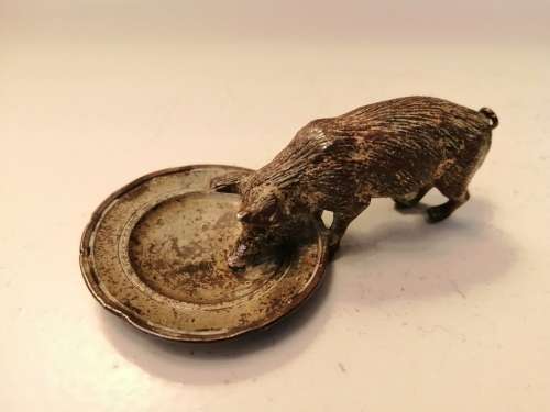 Genuine 19th - 20th cold painted Austrian Geschutzt signed solid bronze Pig / Wild Boar