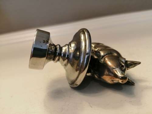 Victorian c1870 Novelty Silver Plated and Brass Pig Bottle / Decanter Stopper