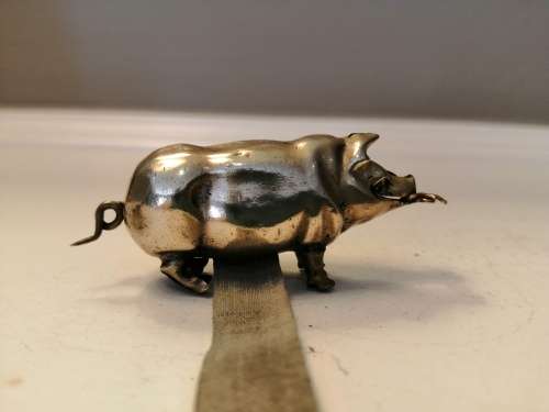 Rare ANTIQUE c1800`s  PIG with CLOVER in MOUTH TAPE MEASURE VICTORIAN