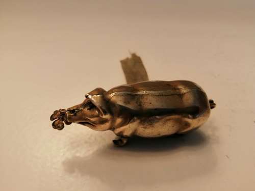 Rare ANTIQUE c1800`s  PIG with CLOVER in MOUTH TAPE MEASURE VICTORIAN