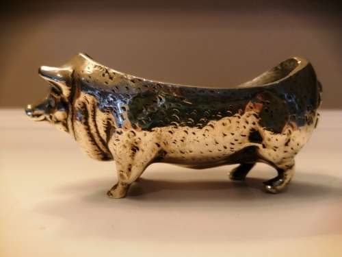 Large Antique c.1880 Brass Figural Pen Or Nib Wipe - Pig