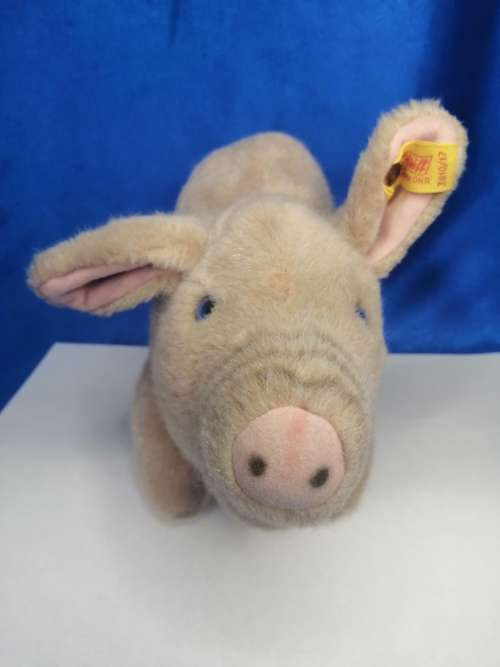 Vintage Large Steiff Jolanthe Blue Eyed Pig Plush #3810/17 #