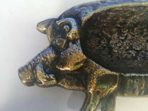 Antique Solid Brass Pig Pin Tray / Dish / Ashtray, Wild Boar Deponiet #