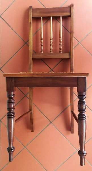 Vintage 1940`s Dining room Chairs with rattan seating   #