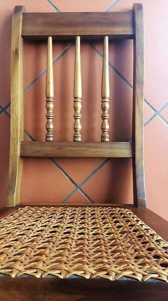 Vintage 1940`s Dining room Chairs with rattan seating   #