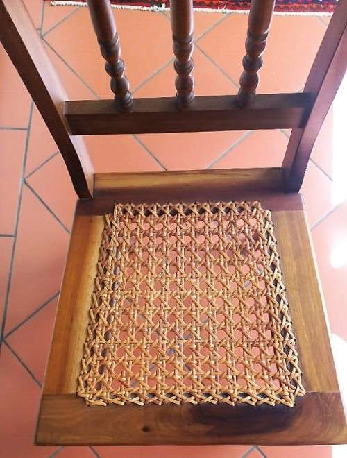 Vintage 1940`s Dining room Chairs with rattan seating   #