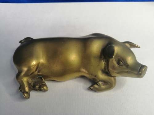 Vintage Large Brass Pig Ornament PIG Farming, Butcher, Charcuterie Interest  #