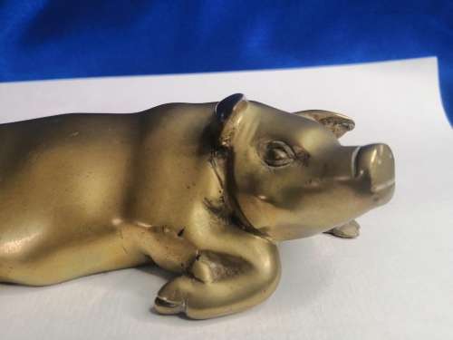 Vintage Large Brass Pig Ornament PIG Farming, Butcher, Charcuterie Interest  #