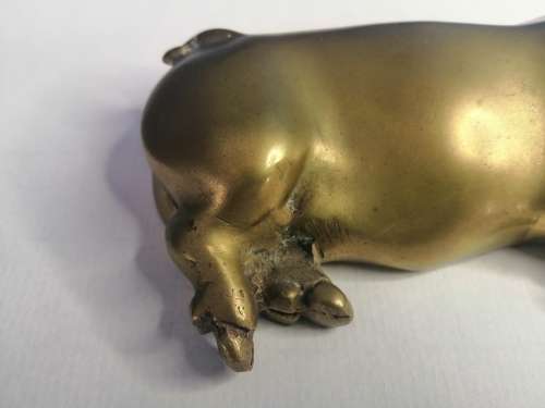 Vintage Large Brass Pig Ornament PIG Farming, Butcher, Charcuterie Interest  #
