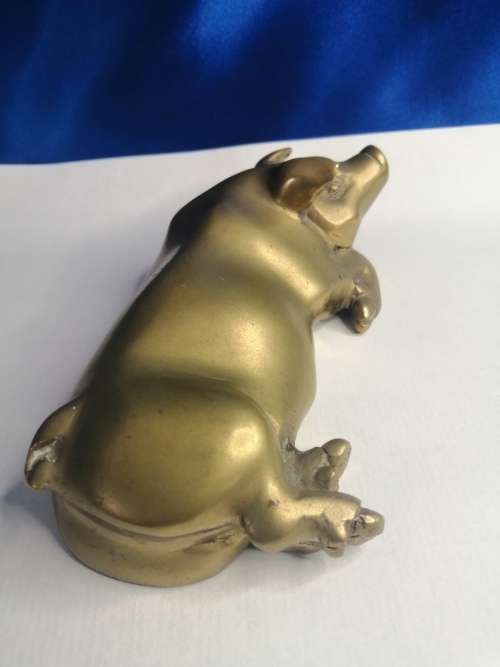 Vintage Large Brass Pig Ornament PIG Farming, Butcher, Charcuterie Interest  #