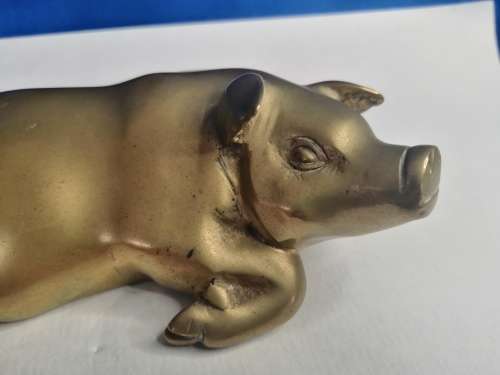 Vintage Large Brass Pig Ornament PIG Farming, Butcher, Charcuterie Interest  #