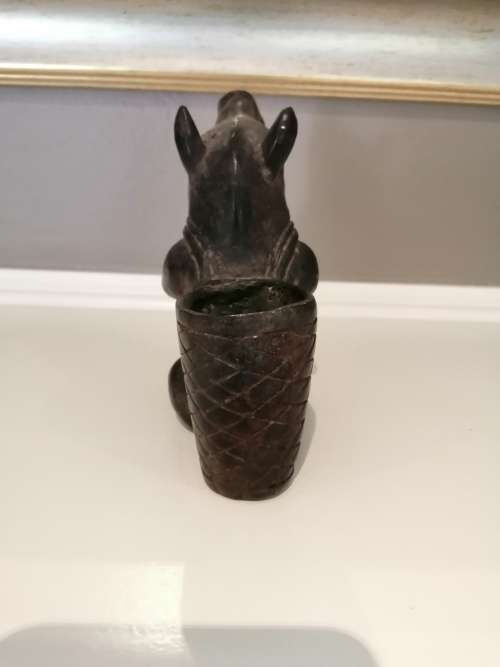 Antique Aged with Patina Brass Pig Carrying Basket Pig Planter Pig Cup Pig #