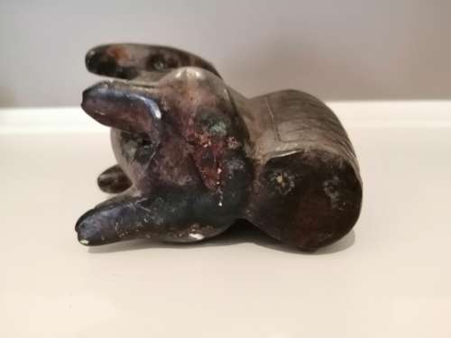 Antique Aged with Patina Brass Pig Carrying Basket Pig Planter Pig Cup Pig #