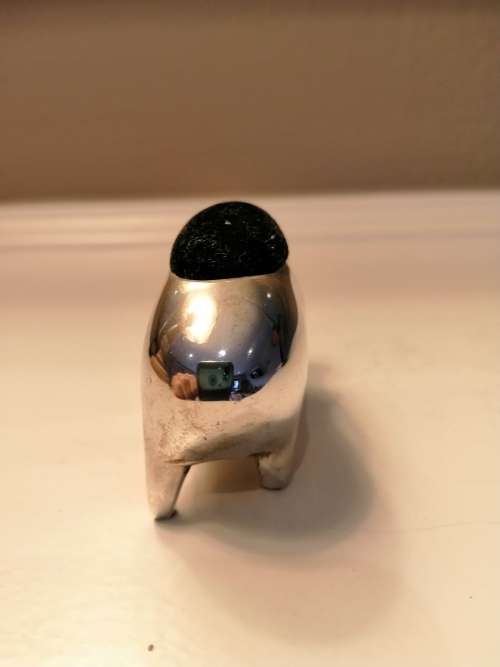 Vintage c1940 ,solid silver Birmingham pig pin cushion , pincushion #