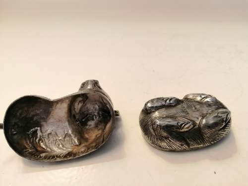 Early 20th century Original Silver Indian (Cambodian) silver snuff box in the form of a Pig  #