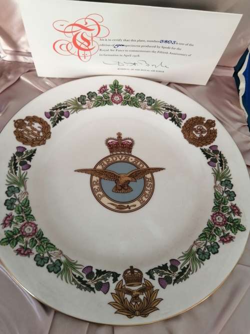 SPODE Royal Air Force 50th Anniversary Commemorative Plate - Number 3893 of 5000 #