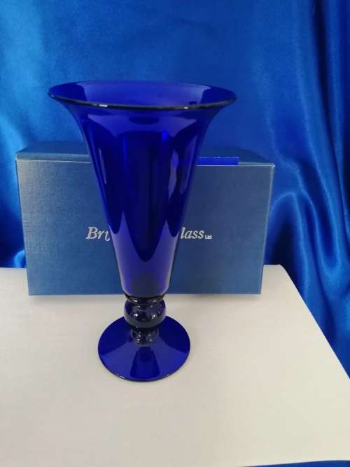 Exquisite Vintage Bristol Blue Footed Vase  #