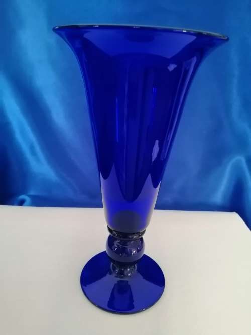 Exquisite Vintage Bristol Blue Footed Vase  #