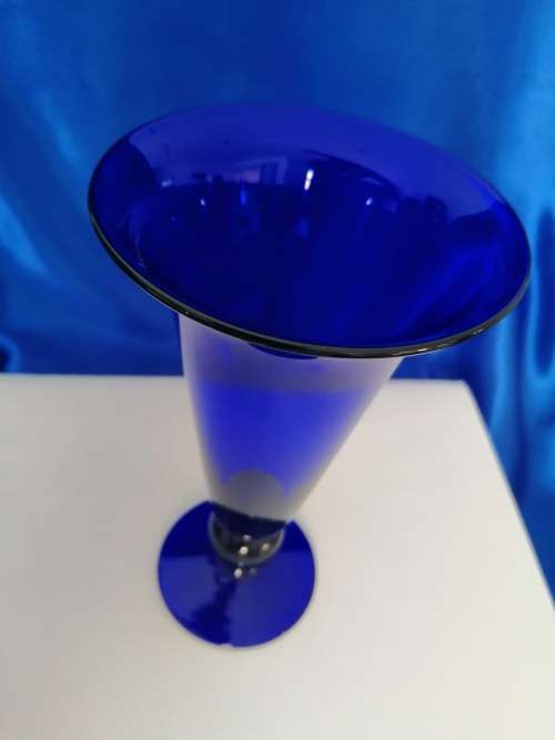 Exquisite Vintage Bristol Blue Footed Vase  #