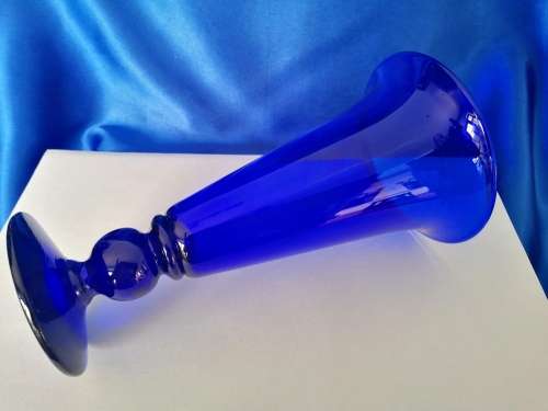 Exquisite Vintage Bristol Blue Footed Vase  #