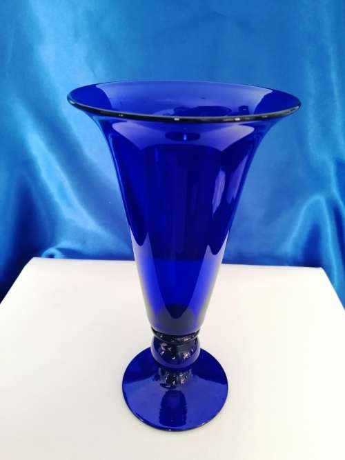 Exquisite Vintage Bristol Blue Footed Vase  #