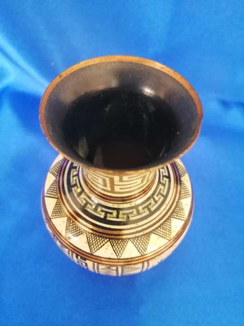 Vintage Mid-Century Handmade Greek Geometric Copper Vase