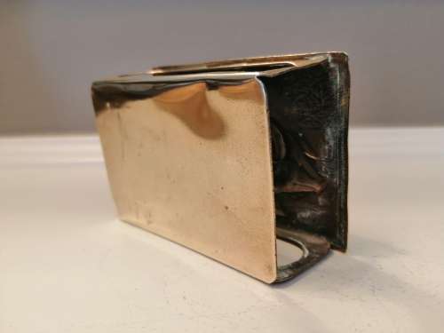 ANTIQUE REPOUSSE BRASS PIG LARGE MATCHBOX HOLDER- ENGRAVED `SCRATCH ME` #