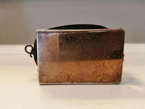 ANTIQUE  BRASS and GLASS PIG LARGE MATCHBOX HOLDER #