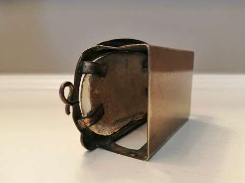 ANTIQUE  BRASS and GLASS PIG LARGE MATCHBOX HOLDER #