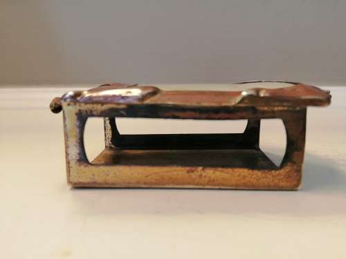 ANTIQUE  BRASS and GLASS PIG LARGE MATCHBOX HOLDER #