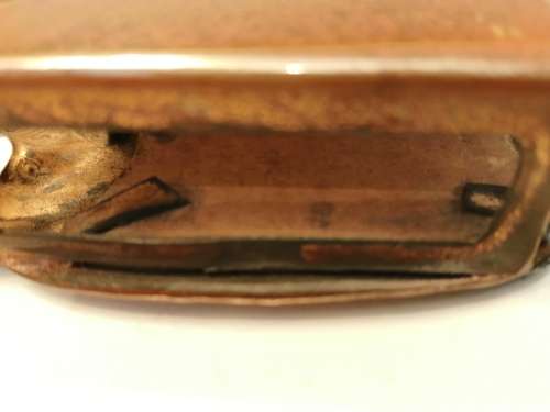 ANTIQUE  BRASS and GLASS PIG LARGE MATCHBOX HOLDER #