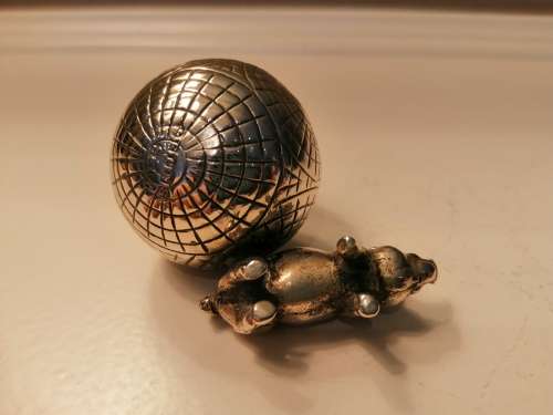 Charming Antique English EPNS Pig and Ball Pin Cushion  #