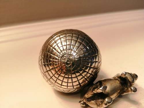Charming Antique English EPNS Pig and Ball Pin Cushion  #
