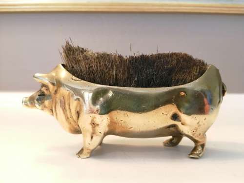 Antique Brass Writing Nib Wipe Penabon Scraper Boar Pig  #