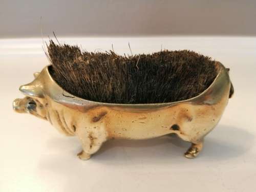 Antique Brass Writing Nib Wipe Penabon Scraper Boar Pig  #
