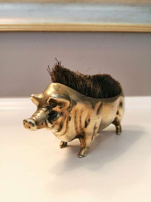 Antique Brass Writing Nib Wipe Penabon Scraper Boar Pig  #
