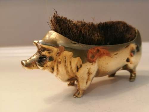 Antique Brass Writing Nib Wipe Penabon Scraper Boar Pig  #