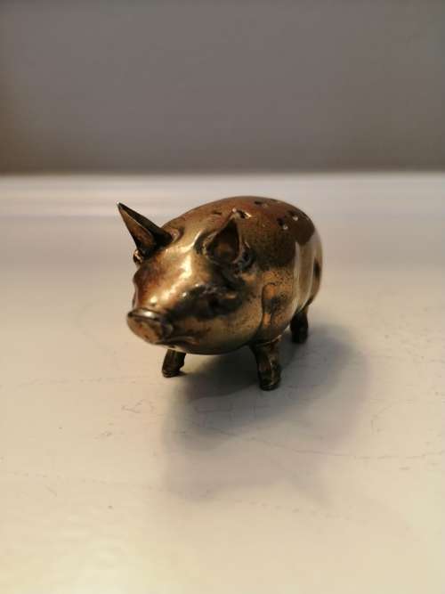 Antique c1970 Brass Pig Pin Cushion  #