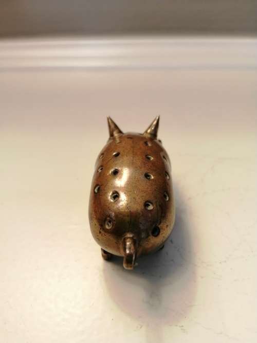 Antique c1970 Brass Pig Pin Cushion  #