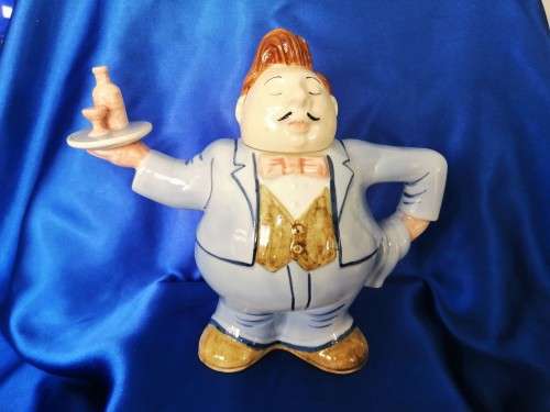 Vintage, Ceramic French Waiter, Figural Teapot ,T-Pot ,Tea Pot #