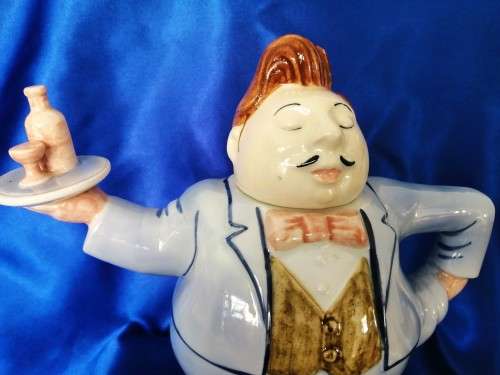 Vintage, Ceramic French Waiter, Figural Teapot ,T-Pot ,Tea Pot #