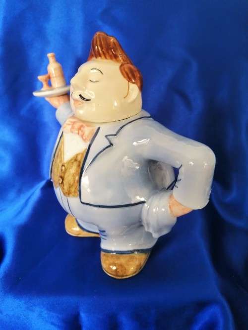 Vintage, Ceramic French Waiter, Figural Teapot ,T-Pot ,Tea Pot #