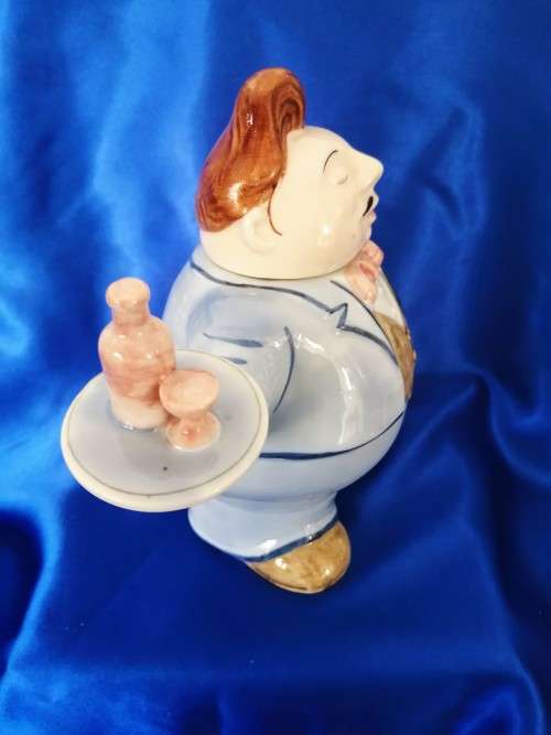 Vintage, Ceramic French Waiter, Figural Teapot ,T-Pot ,Tea Pot #